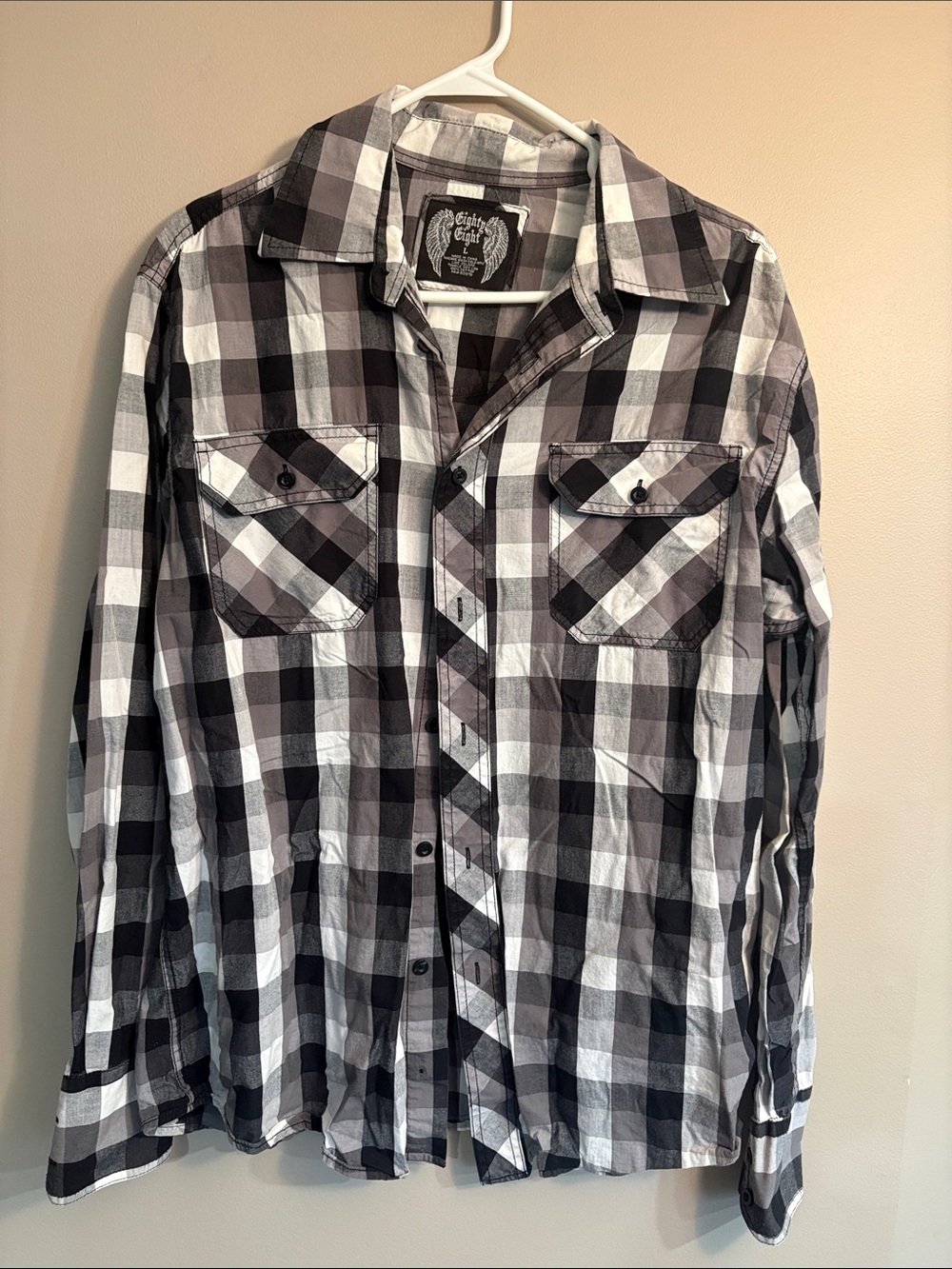 Eighty Eight Black and White Plaid Button-Down Shirt
